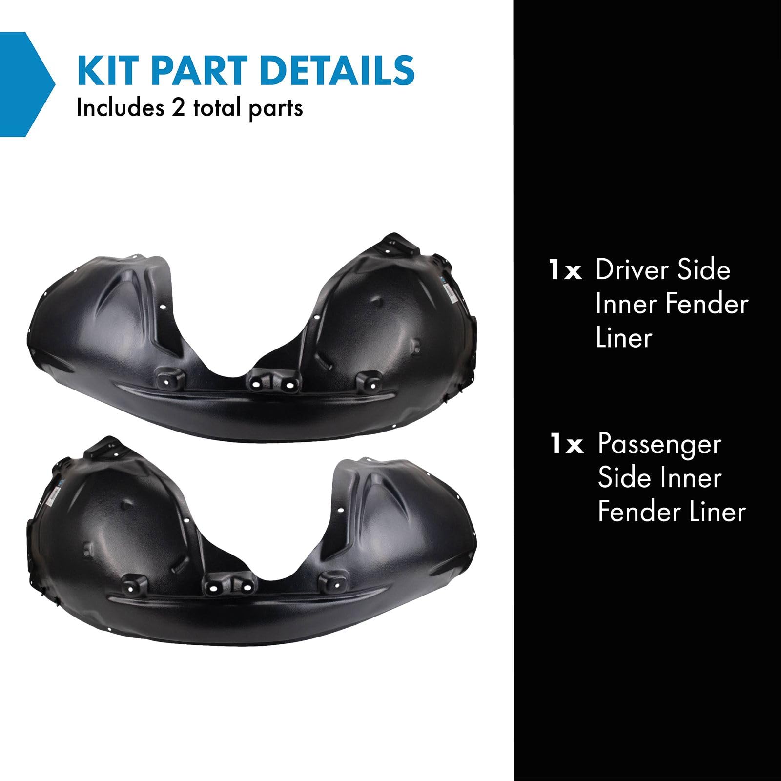 Trq Inner Fender Liner Set Compatible With 2015-2017 Chrysler 300 Ch1248170 Ch1249170