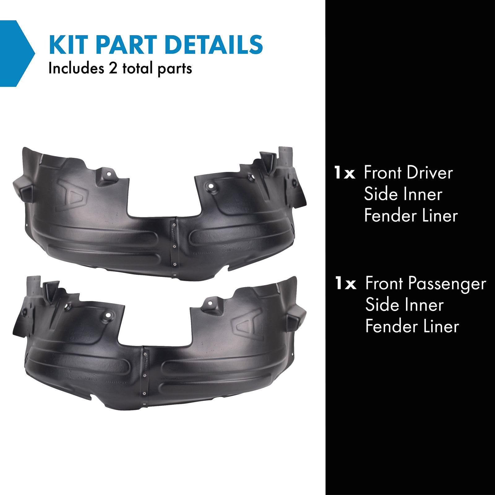 Trq Front Inner Fender Liner Set Compatible With 2010-2013 Hyundai Tucson Hy1248121 Hy1249121