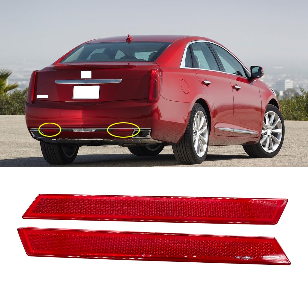 Pair Rear Bumper Reflector For Cadillac Xts 2013-2017 Red Lens Bumper Lower Lights Trim 2014 2015 2016