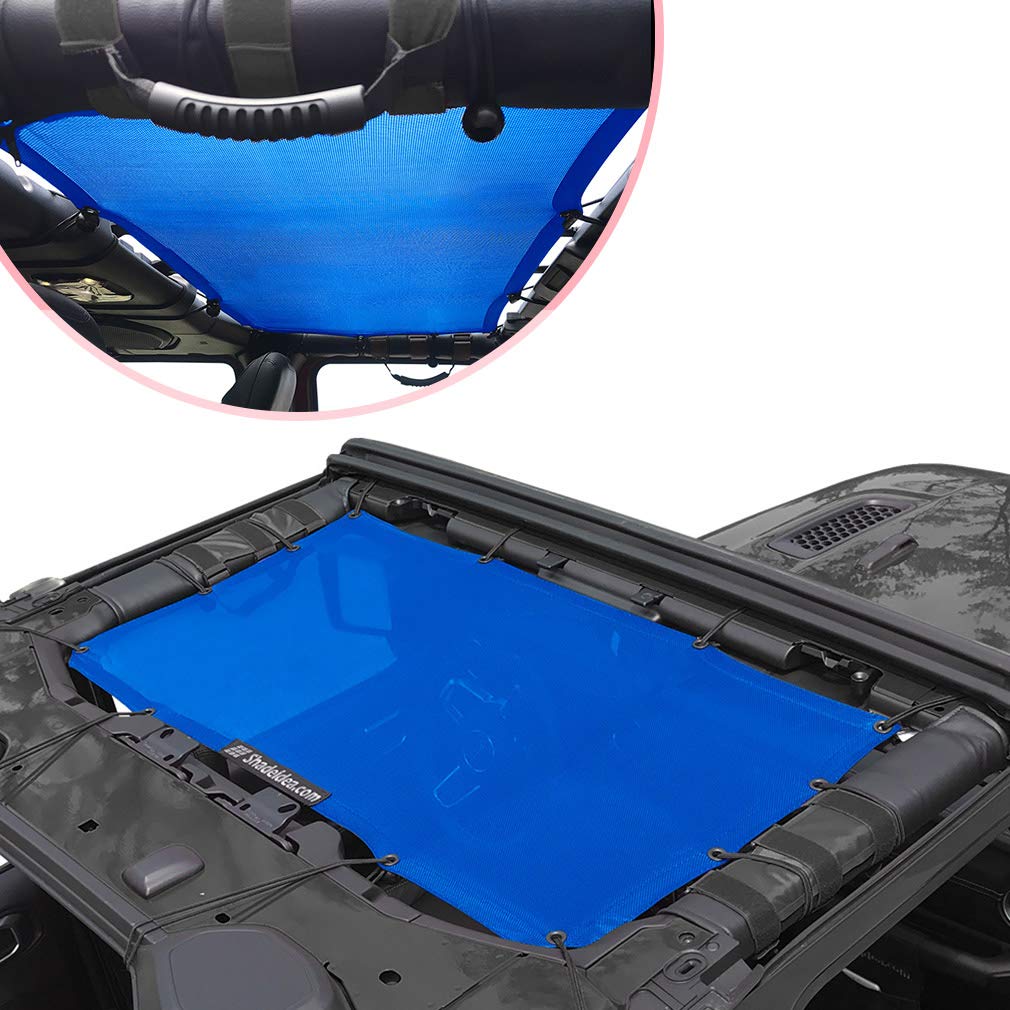 Shadeidea Sun Shade Top For Jeep Wrangler Jl (2018-2023) Unlimited 2 Door And 4 Door Front-Blue Mesh Screen Sunshade Jlu Sahara