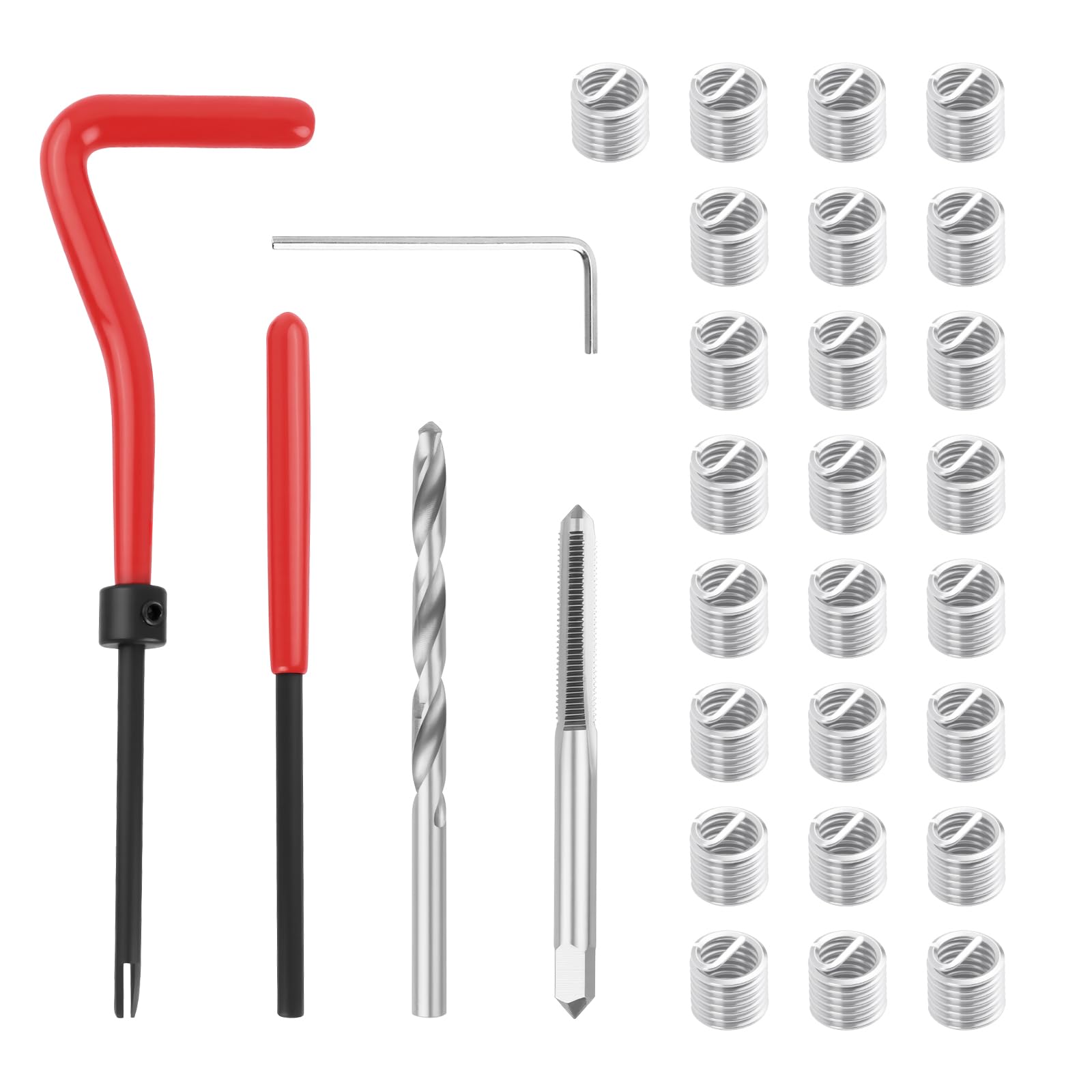 VKQTS M5*0.8mm Metric Thread Repair Kit Stainless Steels,Self-Service Rethreading Tool Kit with Twist Drill,Professional Threads