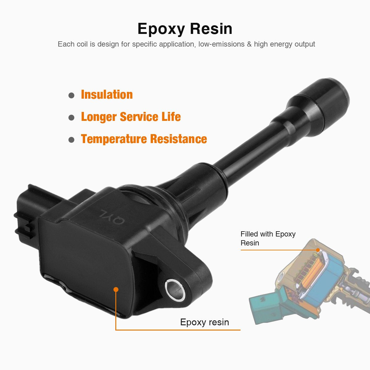 QYL 4Pcs Ignition Coils Pack Compatible with Altima Cube Sentra Rogue Select NV200 Pathfinder 1.8L 2.0L 2.5L Compatible with FX5
