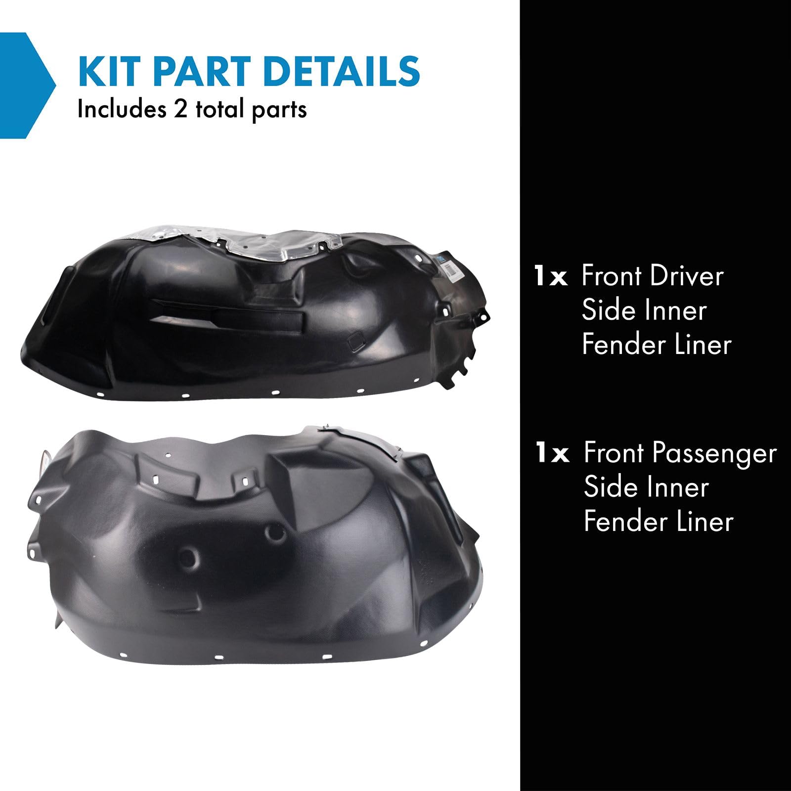 Trq Front Inner Fender Liner Set Compatible With 1997-2004 Dodge Dakota 1998-2003 Durango Ch1248111 Ch1249111