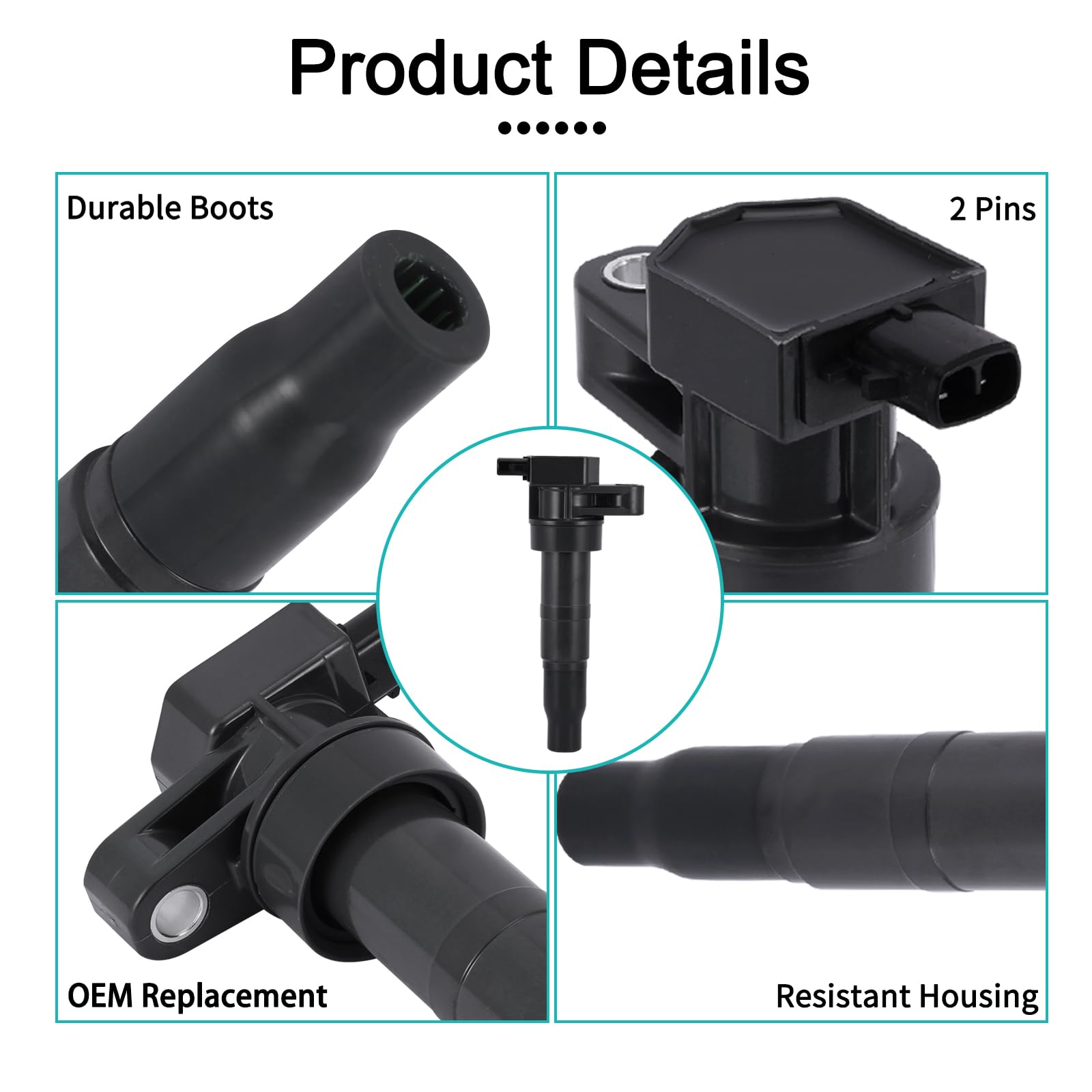 Aulink 6Pcs Uf546 Ignition Coil Pack 2.4L 3.3L 3.5L 3.8L For 2006-2019 Hyundai Azera Entourage Genesis Coupe Santa Sonata Veracr
