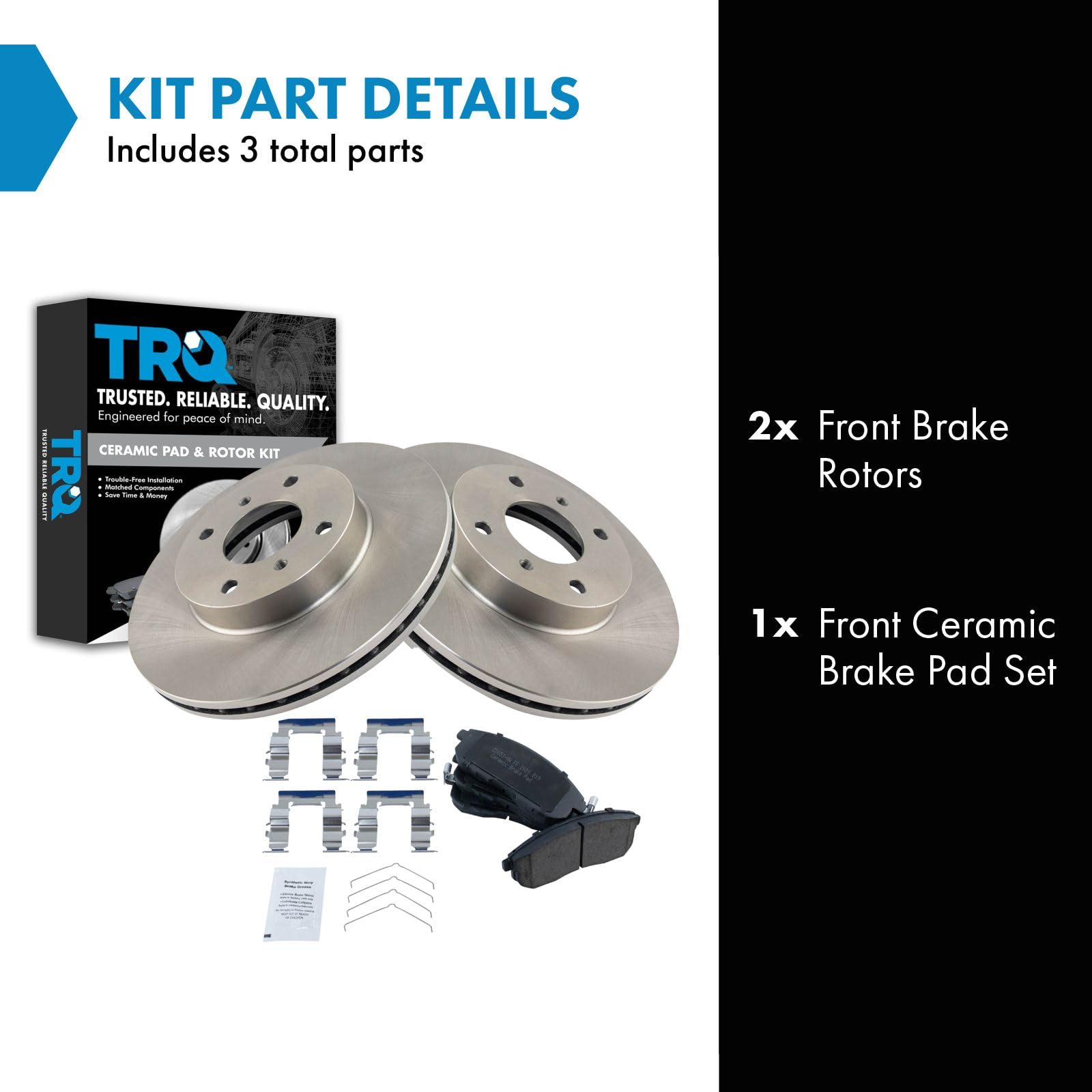 Trq Front Brake Pad & Rotor Kit Brake Pads Brake Rotor Ceramic Compatible With 1999-2001 Infiniti G20 1993-2001 Nissan Altima 20