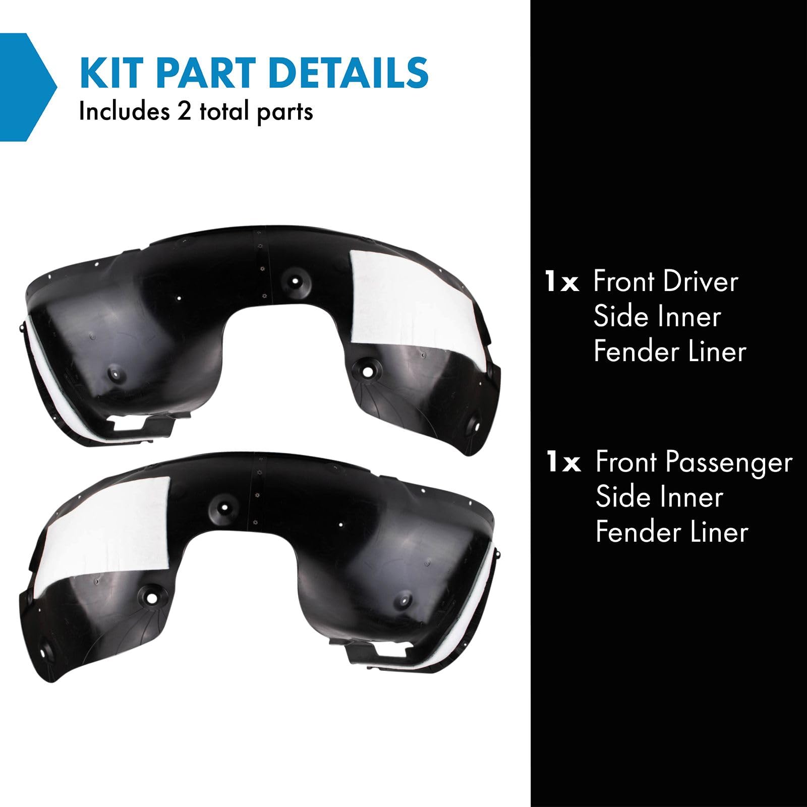 Trq Front Inner Fender Liner Set Compatible With 2020-2023 Kia Telluride Ki1248165 Ki1249165