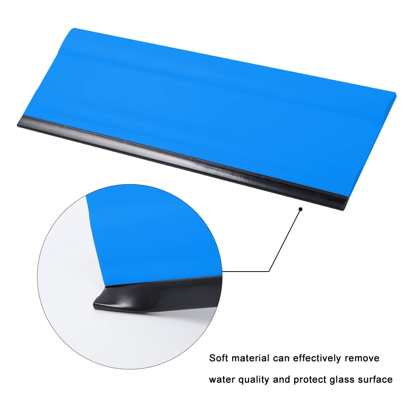Foshio 6 Inch Rubber Squeegee For Kitchens, Glass, Shower And Car Windows, Film Installation Vinyl Scraper Tint Squeegee, Windshield Glass Cleaning Tool, Pack Of 3 (Blue)