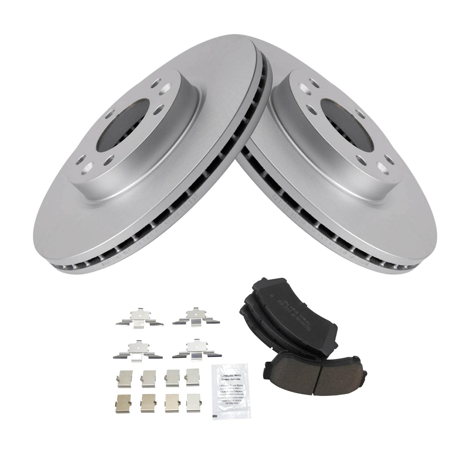 Trq Front Brake Pad & Rotor Kit Brake Pads Brake Rotor Ceramic Premium G-Coated Compatible With 2006-2012 Ford Fusion 2007-2012