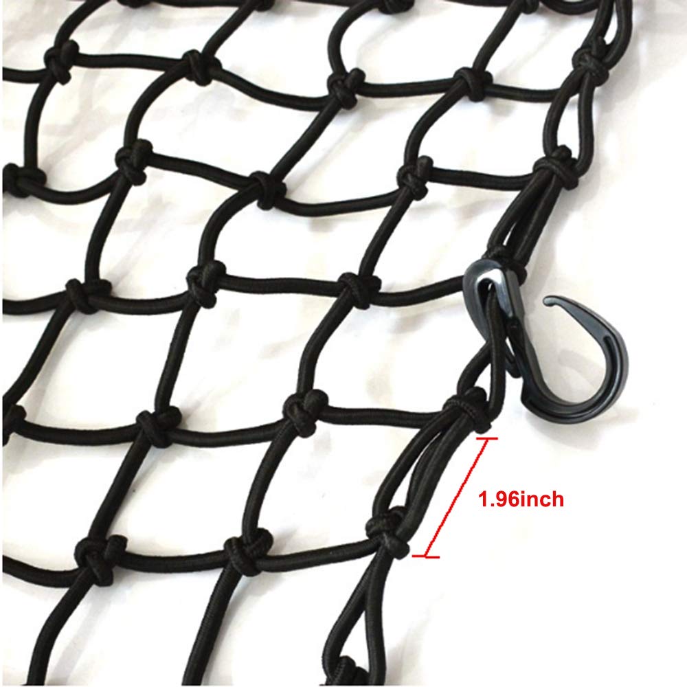 KOFULL 20'' x 20'' Cargo Net, Bungee net with 8 Hooks, Small Cargo net Stretches to 42'' x 42'', Cargo Netting with 2'' x 2'' Me