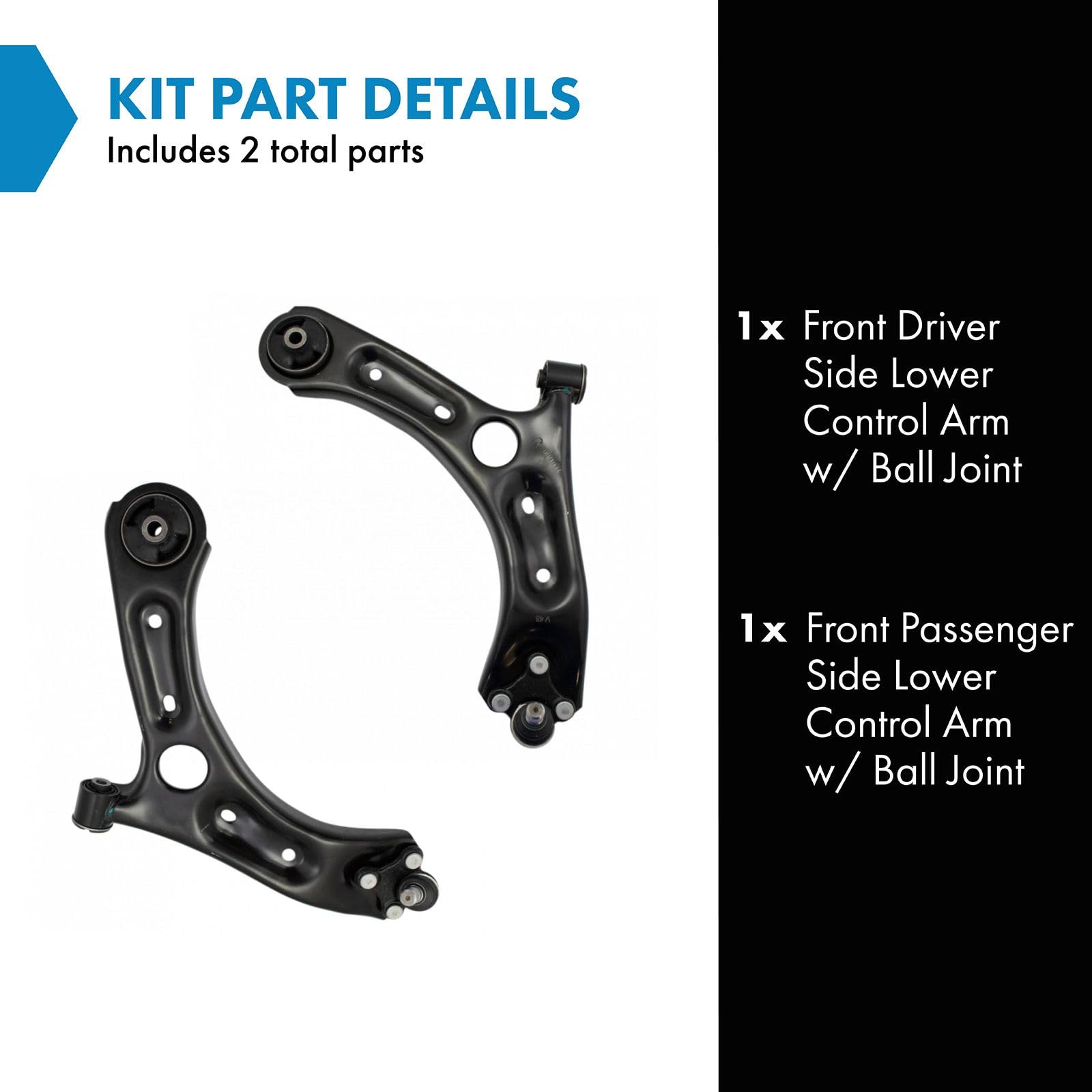 Trq Front Lower Control Arm With Ball Joint Set Compatible With 2015 Hyundai Sonata 2016-2021 Tucson 2016-2019 Kia Optima 2017-2
