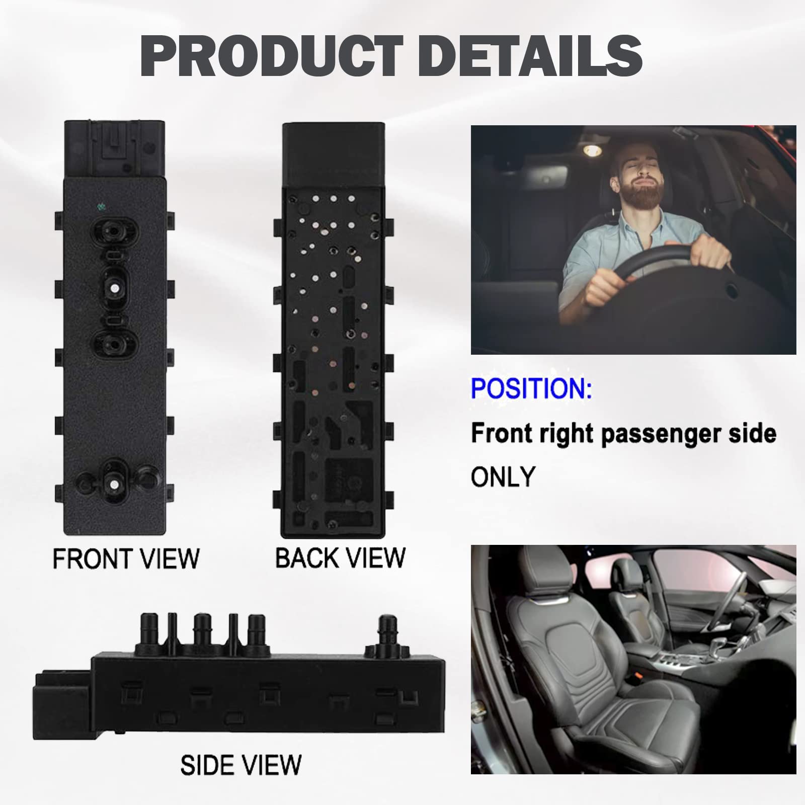 Power Seat Switch Front Passenger Side 8 Way Adjust Switch Compatible with 2007-2013 Buick Cadillac Chevy GMC - CTS, DTS, Escala