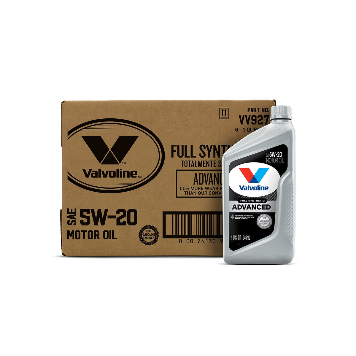 Valvoline Advanced Full Synthetic Sae 5W-20 Motor Oil 1 Qt, Case Of 6