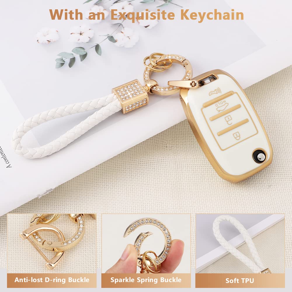 Pifoog For Kia Key Fob Cover Bling Keychain Women Girly Tpu Car Keys Shell Case Protector 4 - Button Full Covers For Kia Sorento