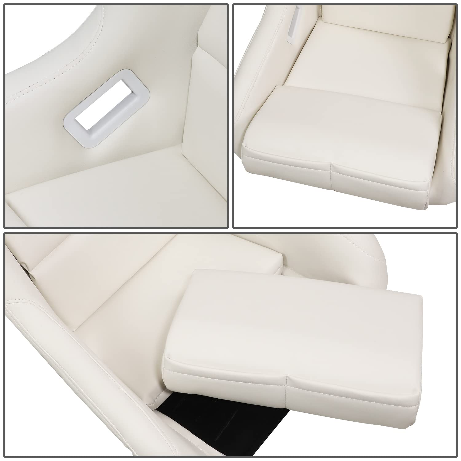 Nrg Innovations Frp-302Wt-V Universal Vinyl Fixed Back Bucket Racing Seat With Bottom Mount Bracket(Large), White Seat Cover, 21