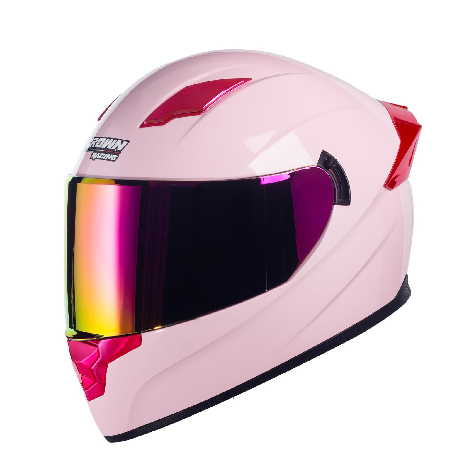 Crown Racing F-700 Motorcycle Helmets, Pink Motorcycle Helmet for Women, Dot Helmets for Adults
