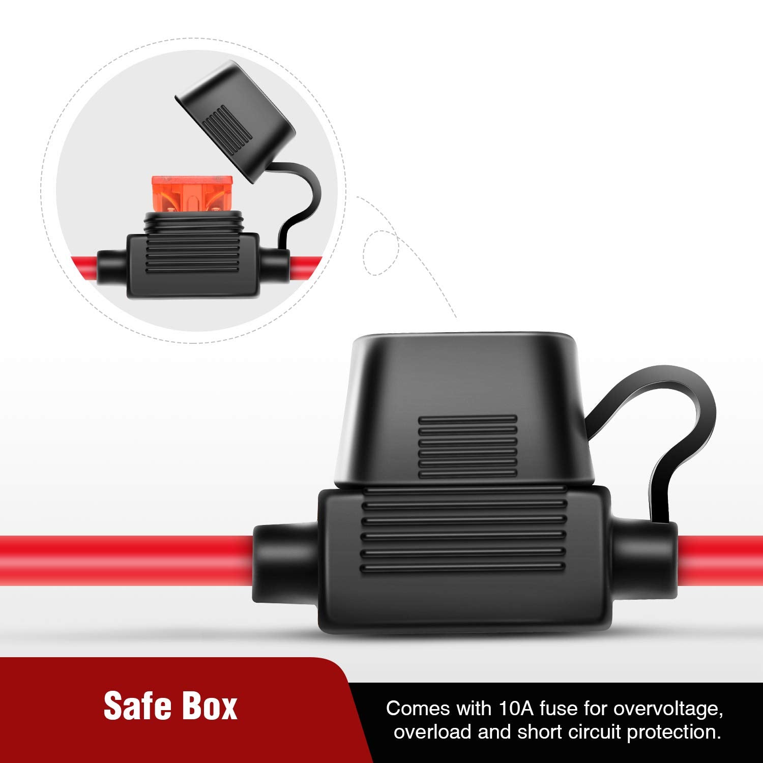 Nilight 2Ft Ring Wire 2 Pin Lug Cable, Eyelet Terminal Harness Extension Charge Cord Quick Disconnect Sae Connection Lead For Mo