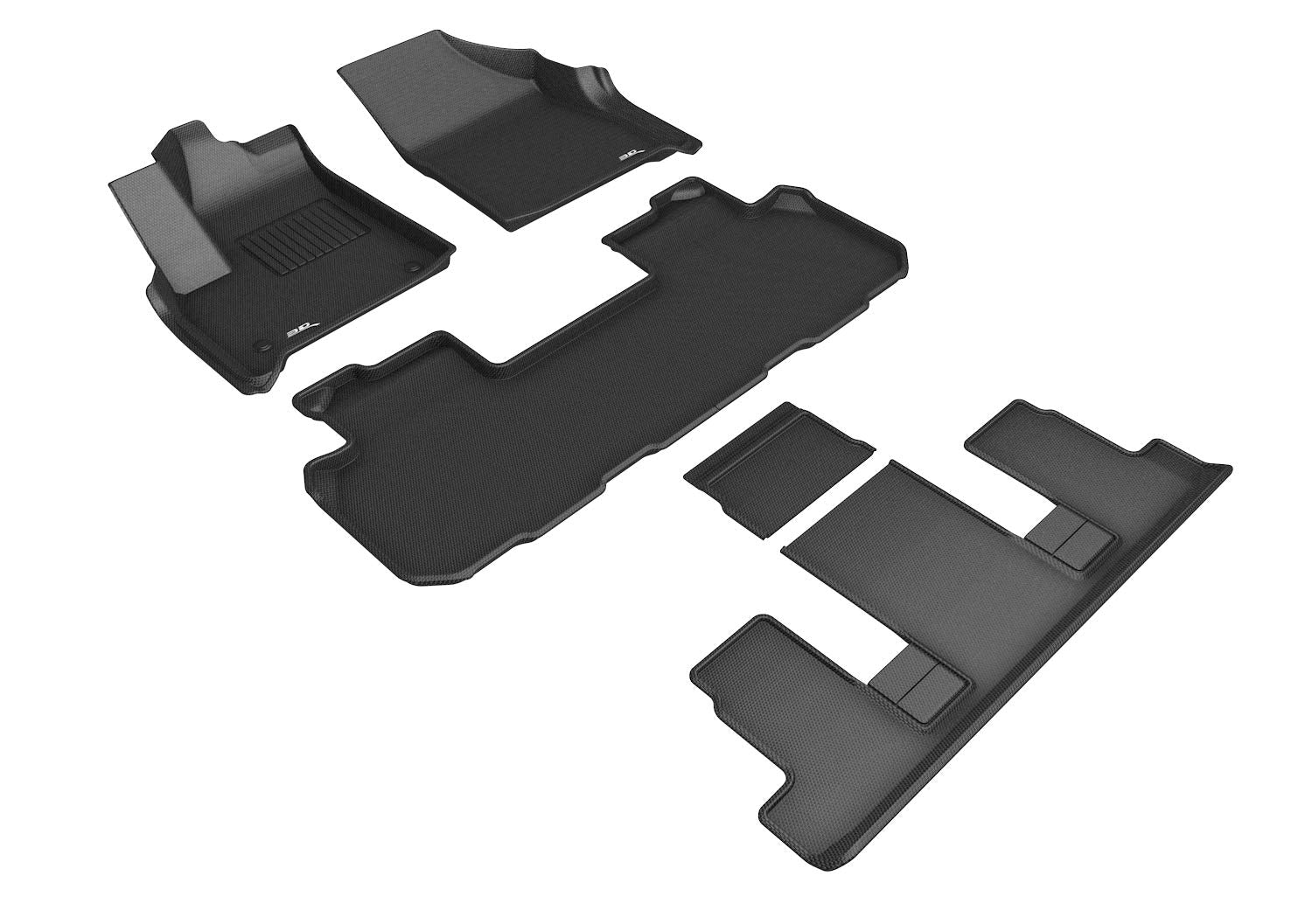 3D MAXpider Custom Fit Kagu Floor Mat (Black) Compatible with Buick Enclave 7-Seat 2018-2024 - R1 R2 R3