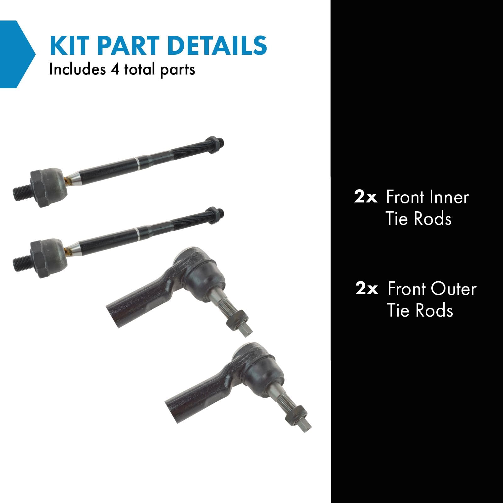 Trq Front Tie Rod Set Compatible With 2007-2009 Chrysler Aspen 2004-2009 Dodge Durango