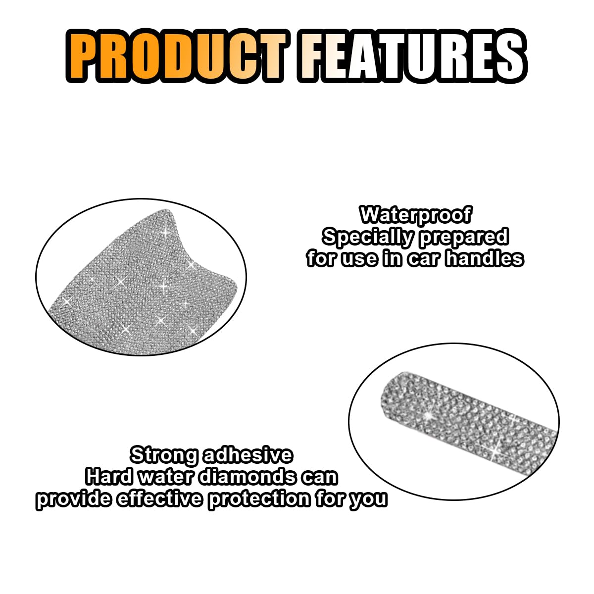 Bling Car Door Handle Protector, Bling Car Door Handle Sticker Anti-Scratch, Universal Car Door Handle Protective Cover, Shiny R