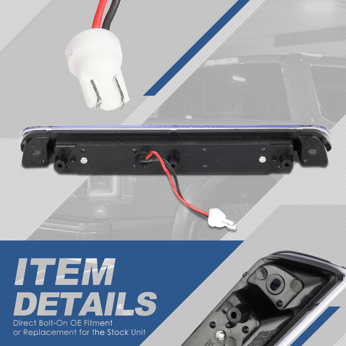 Auto Dynasty Full Led Black Housing Third Rear High Mount Brake Stop Light Lamp Bar Compatible With Honda Ridgeline 06-14