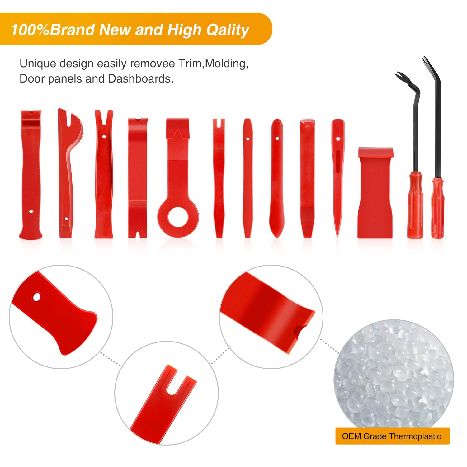 GOOACC Nylon Bumper Fastener Rivet Clips Car Clip Panel Audio Video Dashboard Dismantle Kits Installer Removal Tool (13PCS Trim Removal Tool Set)