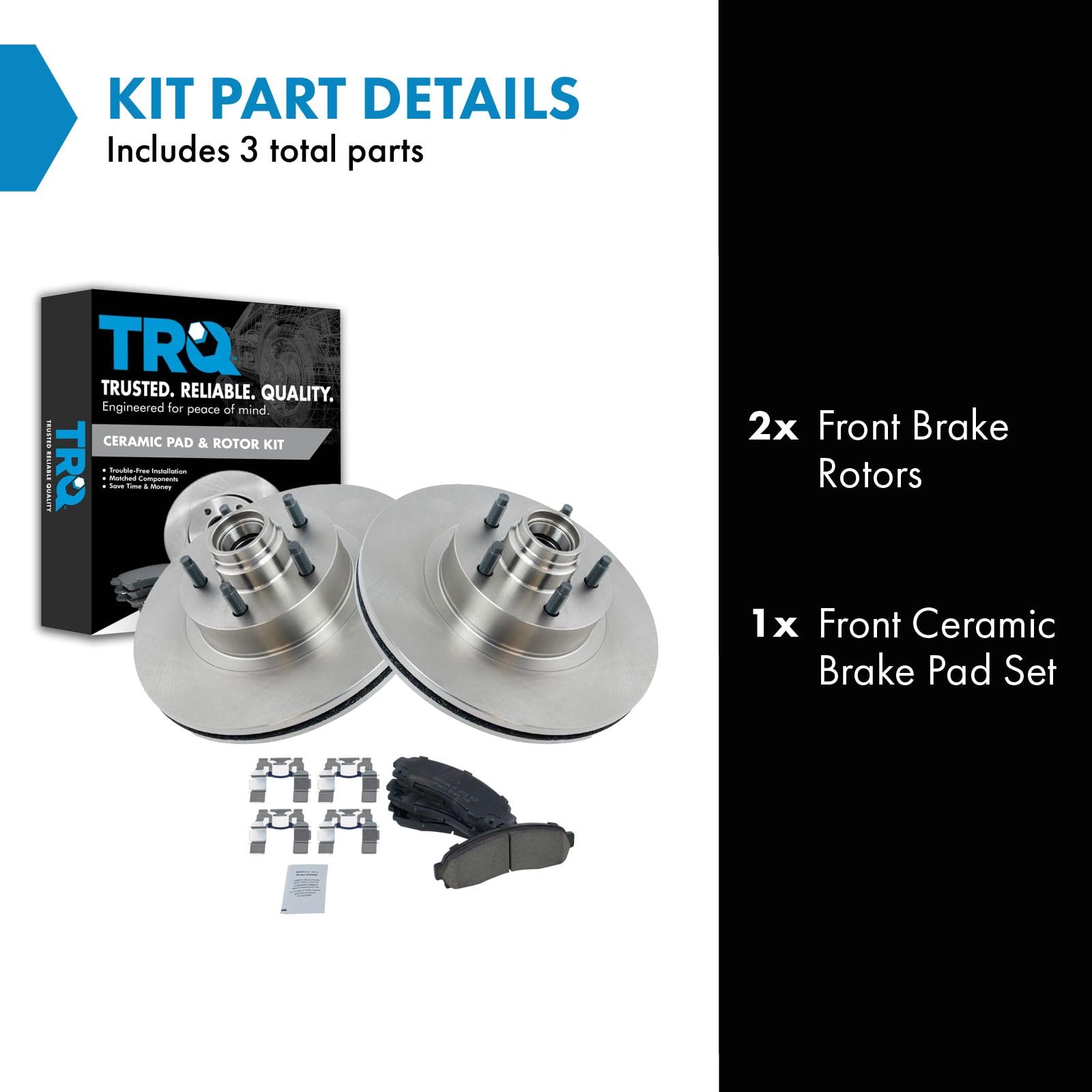 Trq Front Brake Pad & Rotor Kit Brake Pads Brake Rotor Ceramic Compatible With 2001-2003 Ford Explorer Sport 2001-2005 Explorer