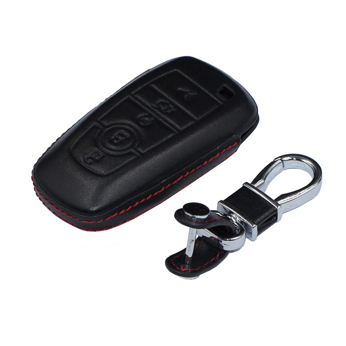 M.Jvisun Men Women Genuine Leather Key Fob Cover For Ford Bronco Ecosport Escape Expedition Explorer F150 F250 F350 F450 F550 Fu