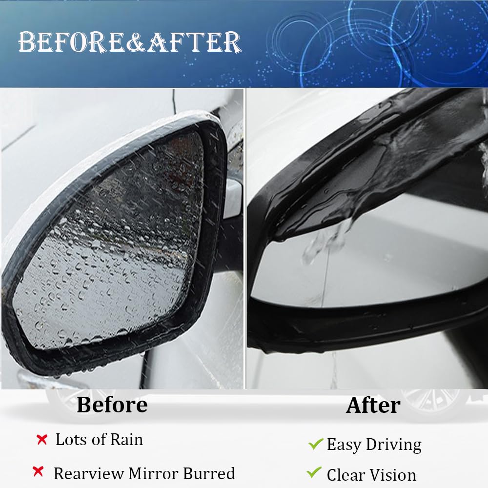 Smeyta Car Rearview Rain Eyebrow Shield,Car Mirror Rain Protector Film,Visor Guard for Most Truck and SUV (Solid Black, 2PC)