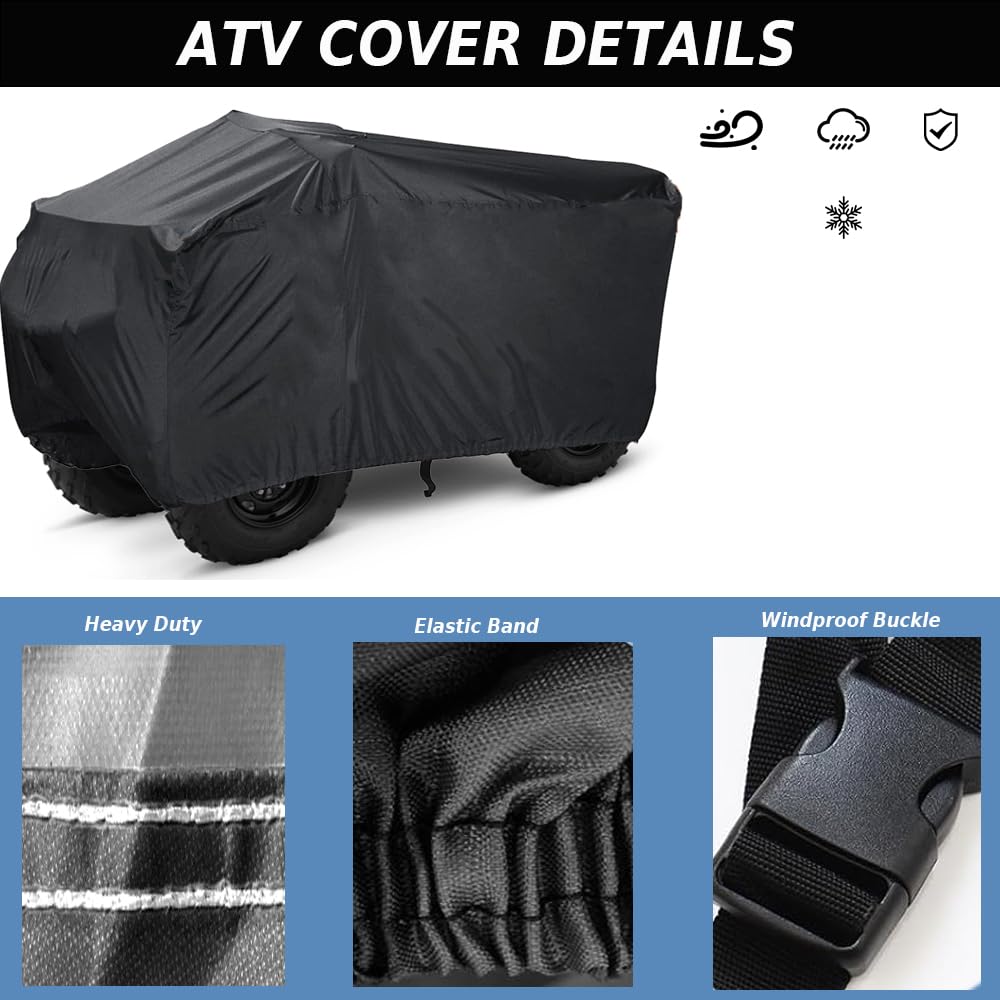 YONQIFON Large ATV Cover for 4 Wheelers ATV Covers 420D Heavy Duty Waterproof, Quad Cover All Weather for CFMOTO Cforce,Polaris