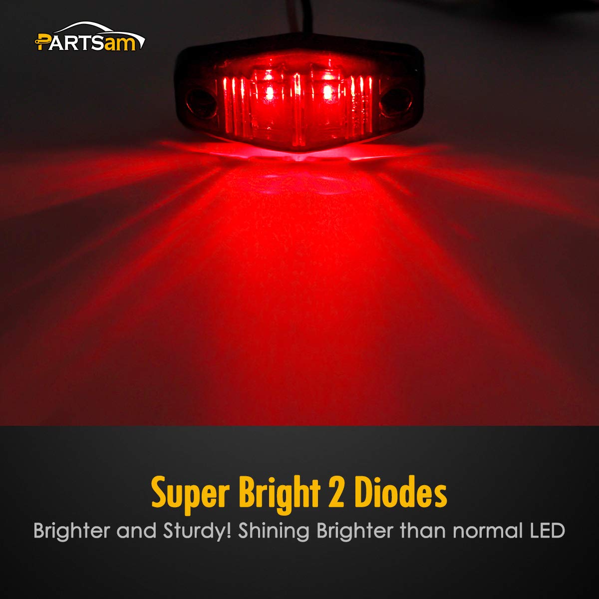 Partsam 4 Amber + 2 Red Universal Smoked Side Marker Trailer Light Surface Mount 2 Diodes, Sealed Mini Led Marker Clearance Or I