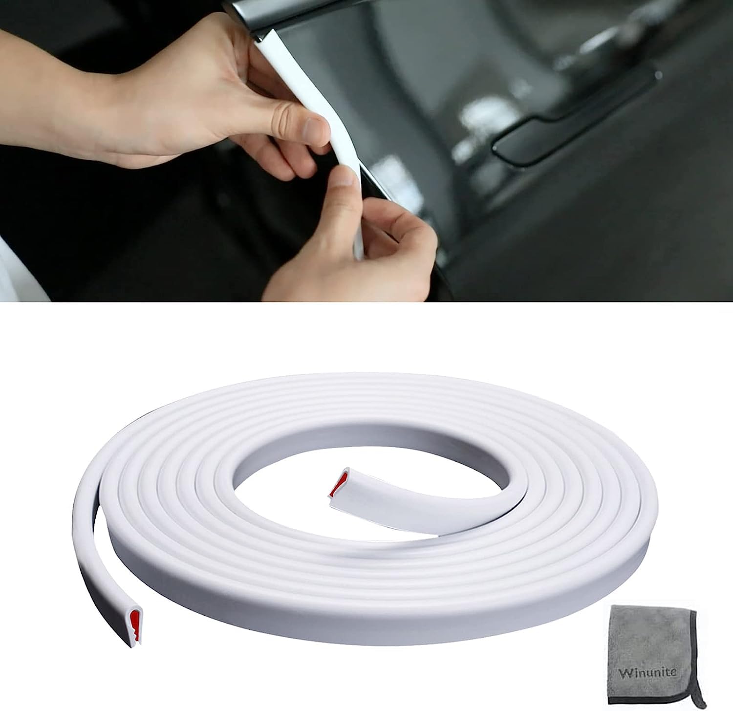 Winunite 65.6Ft(20M) Car Door Edge Guards White, Fit Most Vehicles, Self-Adhesive Pvc, Fade-Resistant, Ultra Long, U-Shaped Auto