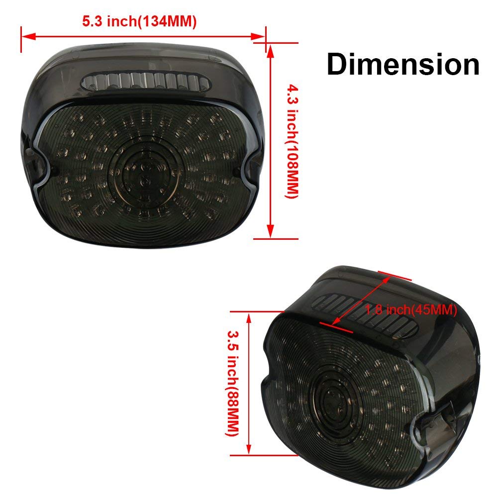 Ovotor Led Tail Light Smoke Lens Lay Down Tail Lamp With Braking Turn Signal Replacement For Harley Sportster Dyna Fxdl Electra Glides Road King