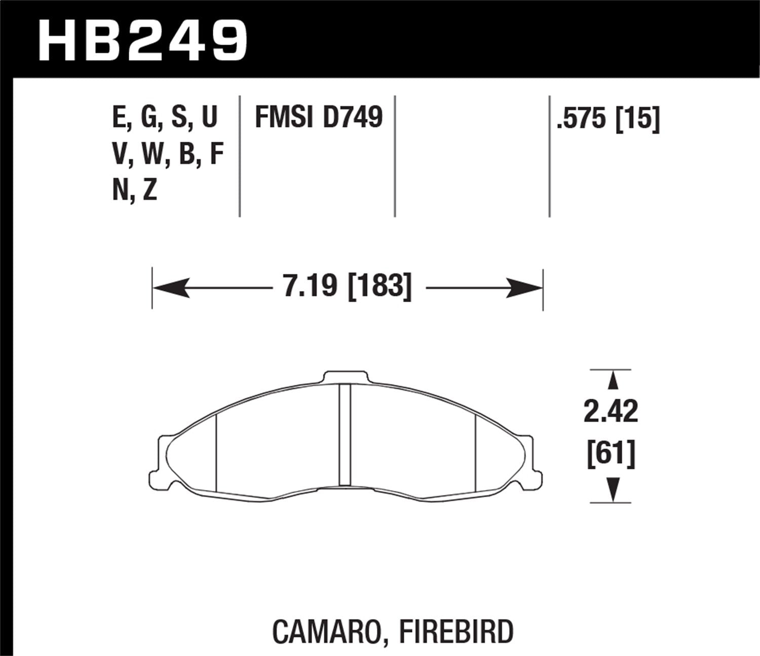 Hawk Performance Hb249F.575 Hps Performance Ceramic Brake Pad