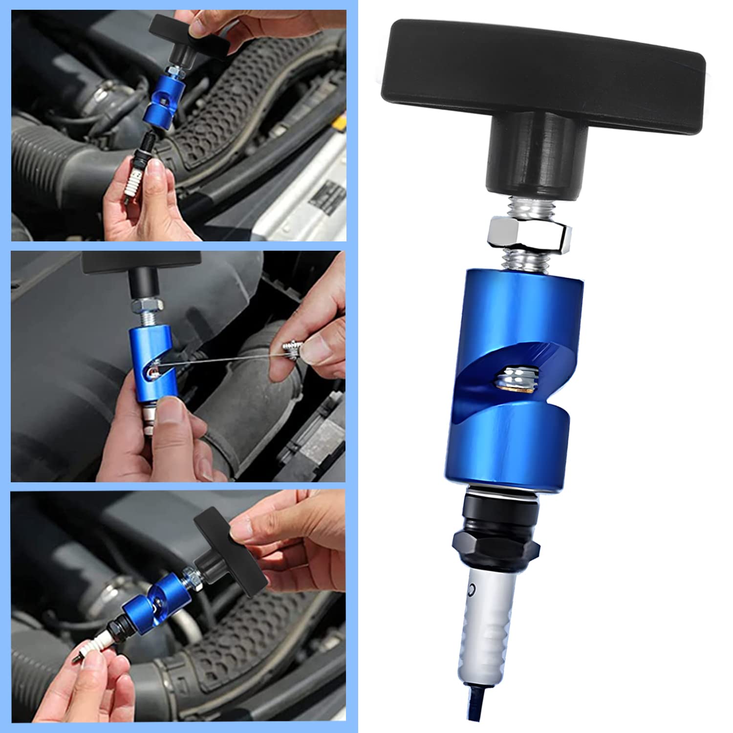 Zktool1063 Lift Support Clamp With Brass Core Protection, 2-In-1 Hood Strut Clamp And Spark Plug Caliper, 12Mm Spark Plug Gap To