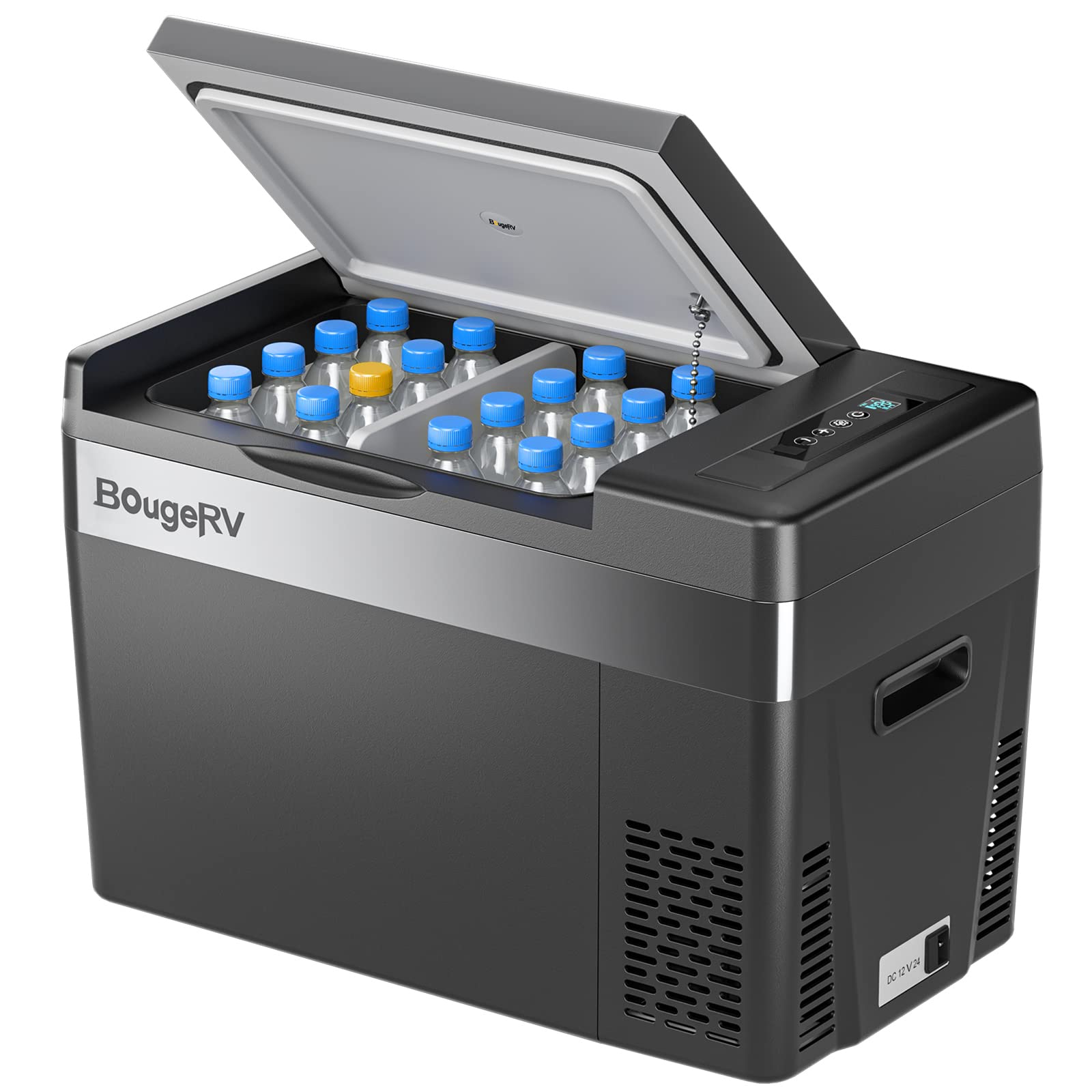 Bougerv 12 Volt Refrigerator 12V Car Fridge 30 Quart Portable Freezer Compressor Cooler Compressor Freezer, 12/24V Dc 110~240V Ac, -7?~50? For Truck Rv Suv (Black)