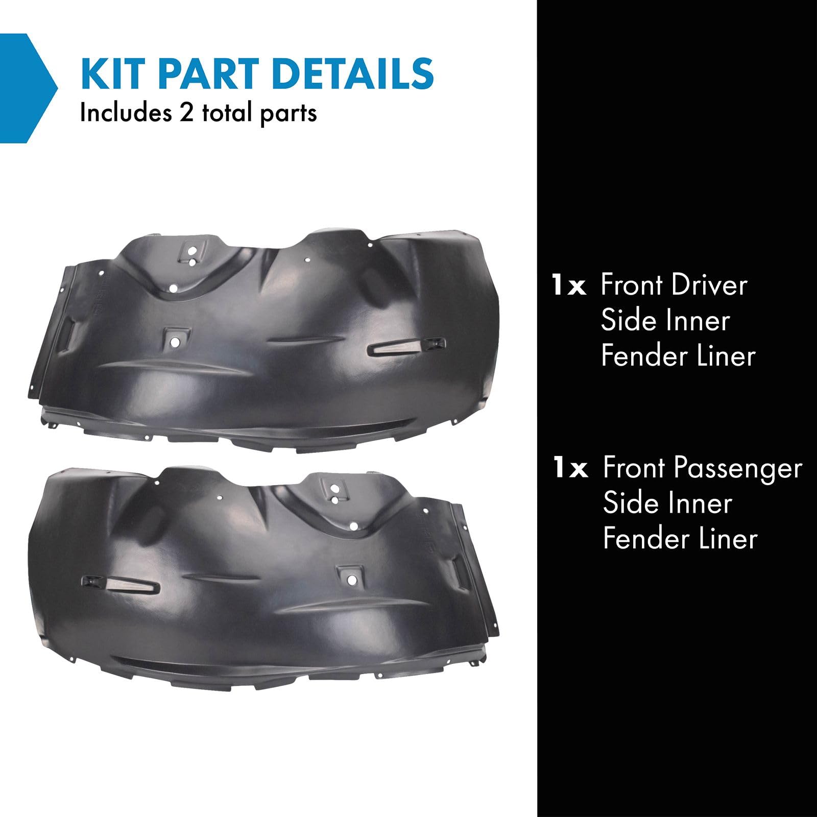 Trq Front Inner Fender Liner Set Compatible With 2002-2010 Ford Explorer 2007-2010 Explorer Sport Trac Mercury Mountaineer Fo124