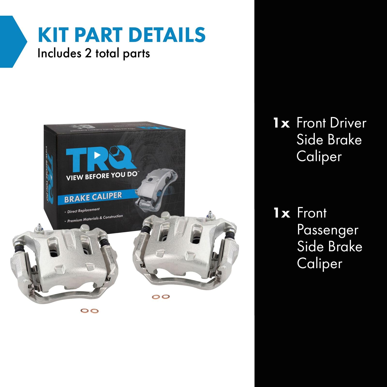 Trq Front Brake Caliper Set Compatible With 06-18 Infiniti 09-18 Nissan