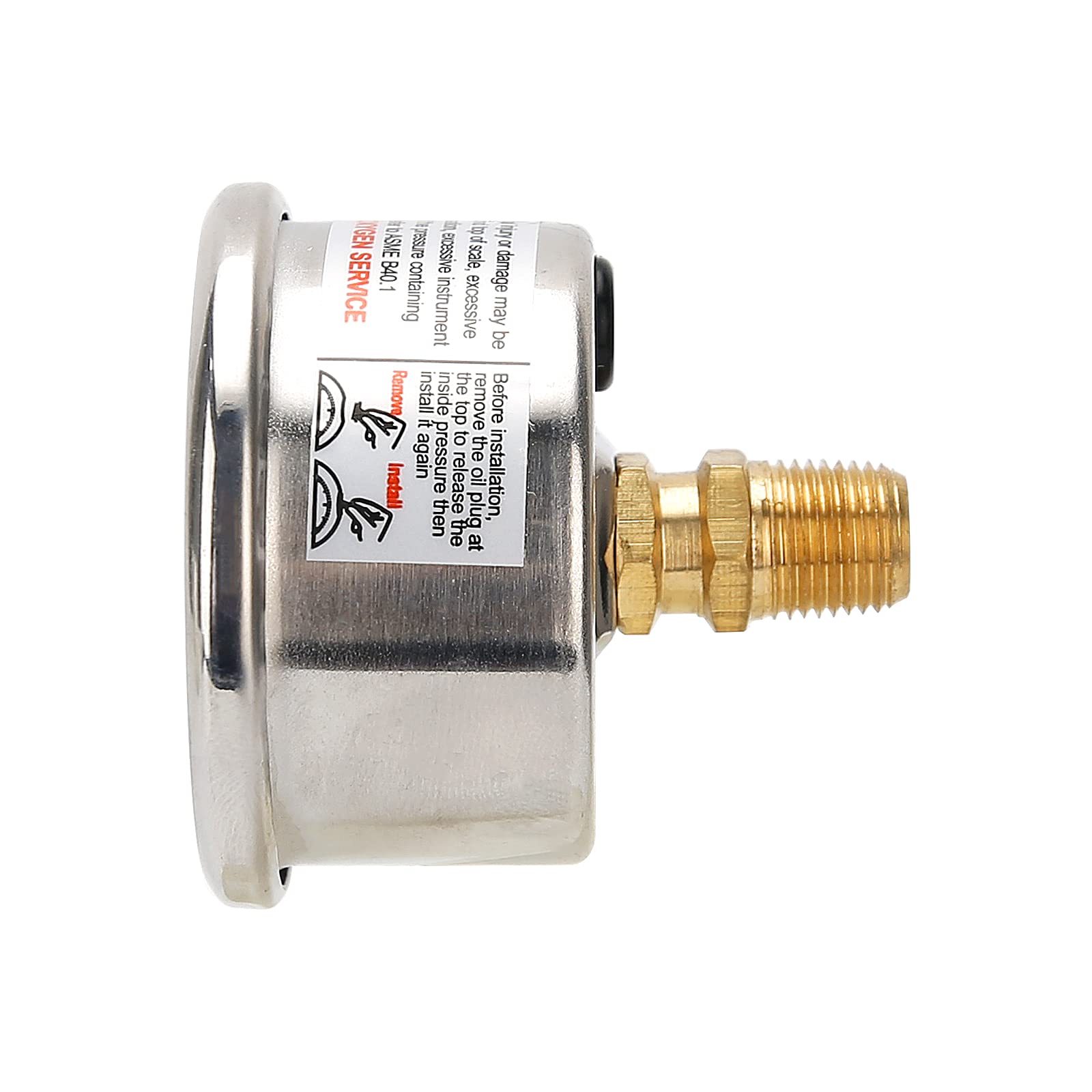 Solimeta 1.5' Dial Size, Oil Filled, Fuel Pressure Gauge 1/8 Npt, Inline Fuel Pressure Gauge, Automotive Replacement Fuel Pressure Gauge, 304 Stainless Steel Case, 0-15Psi, -3-2-3%