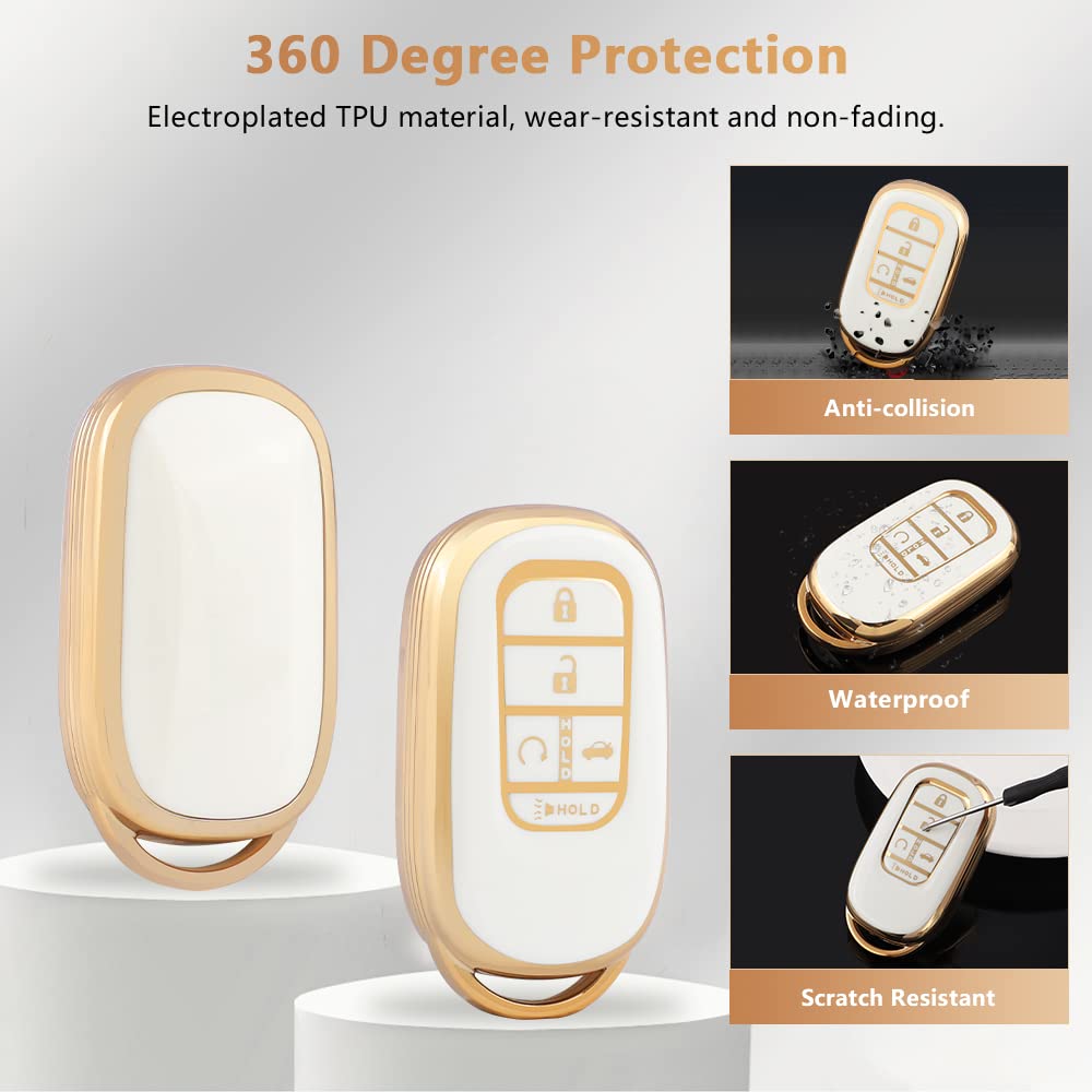 Pifoog Key Fob Cover Fit For Honda 2025 2024 2023 Crv Civic Accord Pilot Hrv 5 Button Car Smart Keys Shell Case With Bling Keych