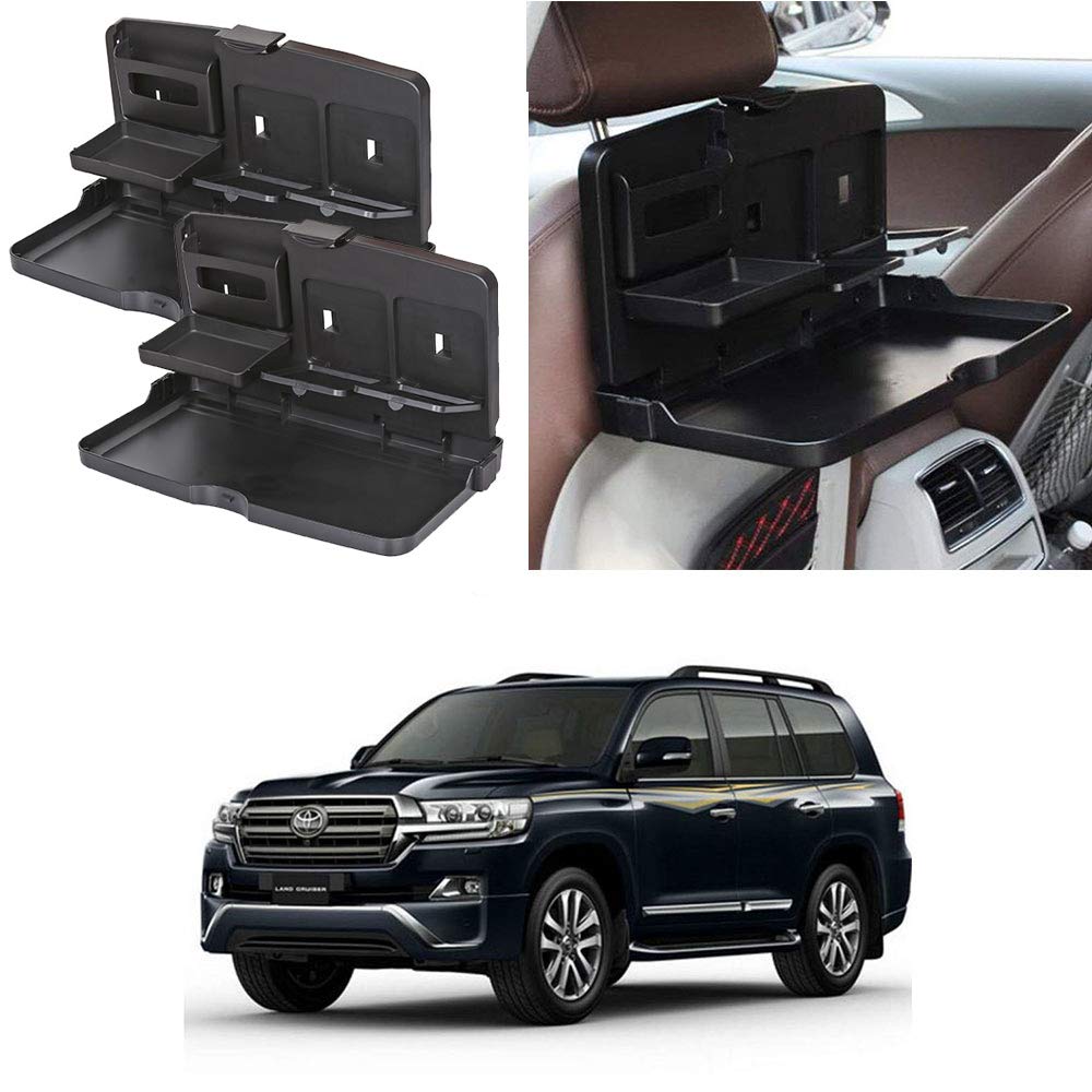 Oshotto (FT02) Car Backseat Food Travel Dining Meal & Snaks Tray & Cup Holder Compatible with Toyota Land Cruiser 200 (Black) 