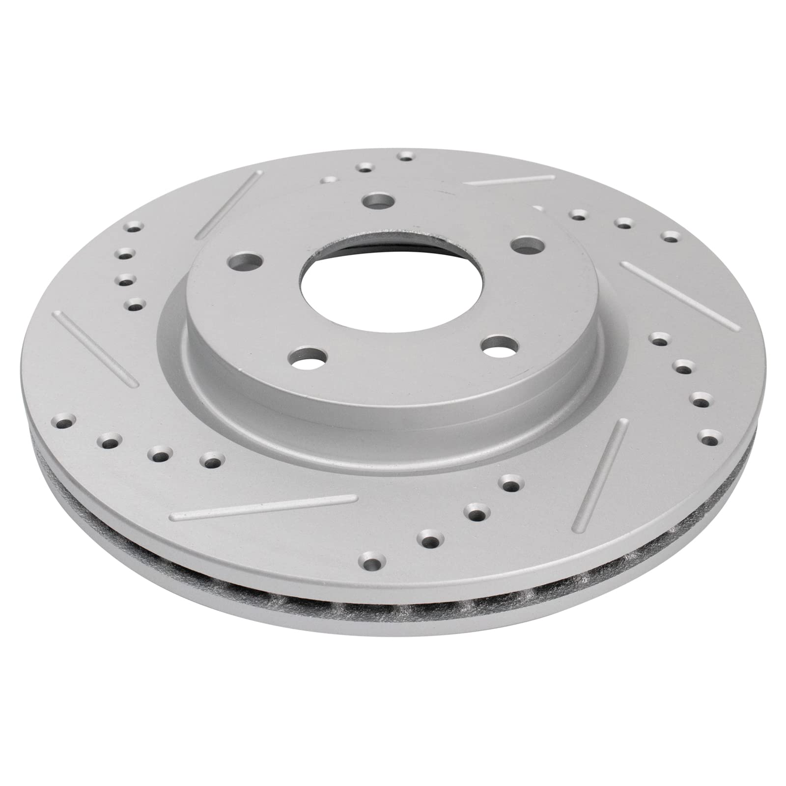 Trq Front Performance Brake Rotors Set Premium G-Coated Cross Drilled & Slotted Compatible With 2013-2019 Nissan Sentra