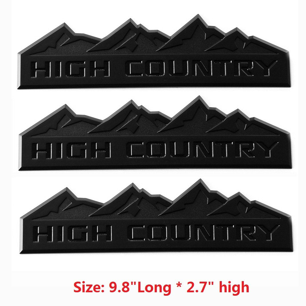 Yoaoo 3Pack Black High Country Emblem Badges Door Tailgate 3D Nameplate Compatible With Silverado 1500 2500Hd Sierra 3500Hd Oem