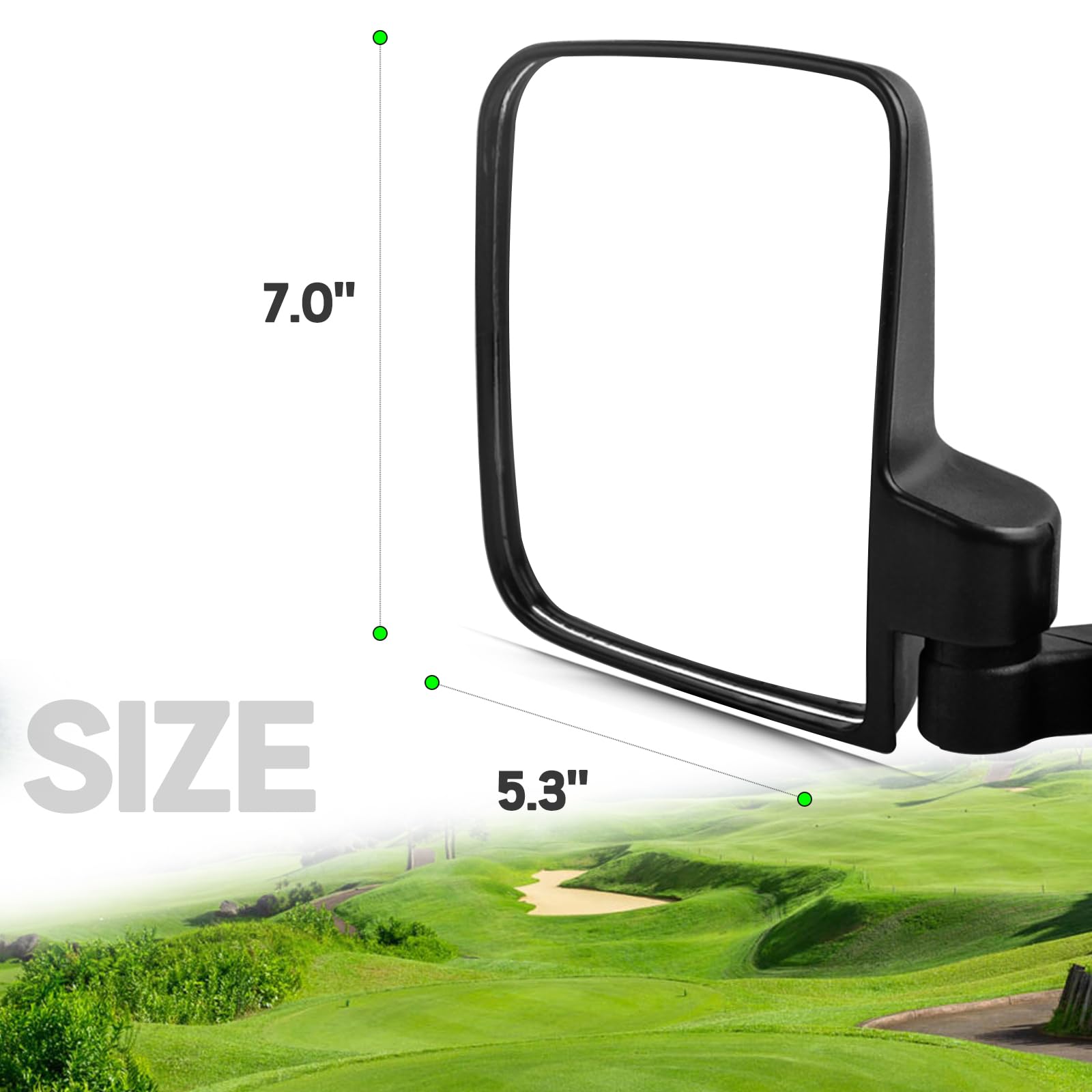 Unigt Golf Cart Side Mirrors Compatible With Club Car Ez-Go Yamaha And Others No-Drilling Needed Universal Mount To 0.75''-1.0''