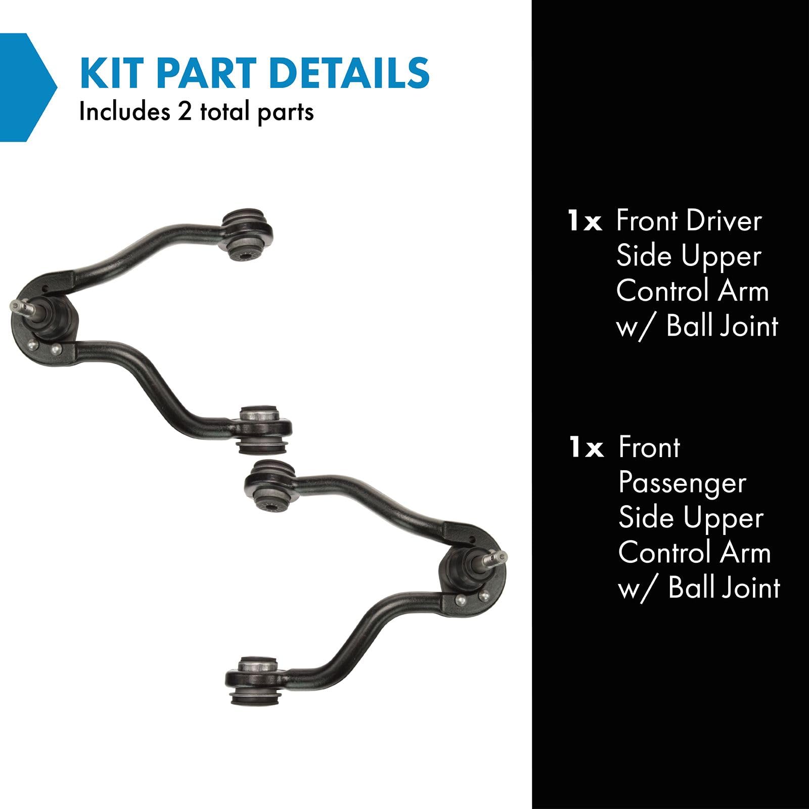 Trq Front Upper Control Arm With Ball Joint Set Compatible With 99-00 Cadillac 88-05 Chevrolet Gmc