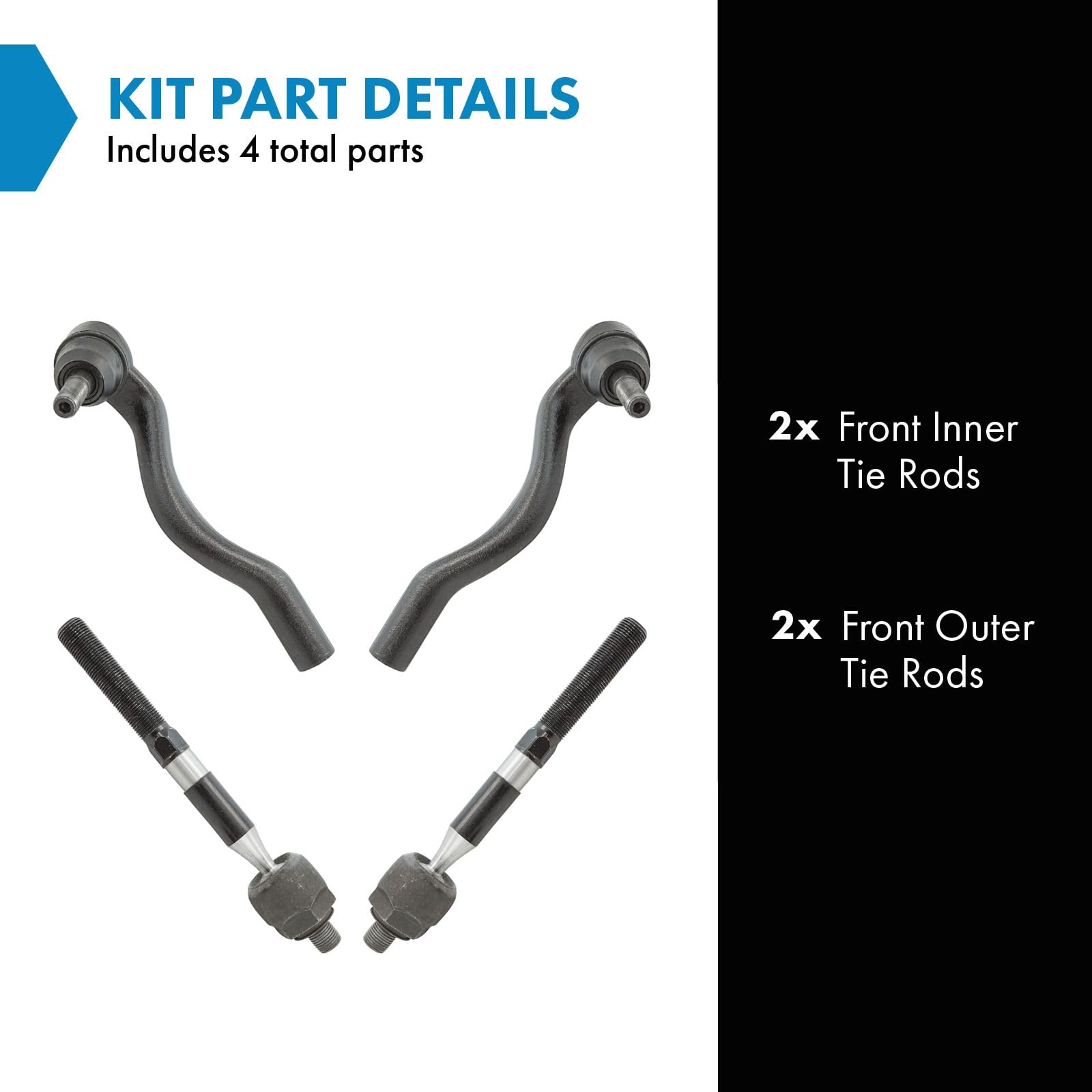 Trq Front Tie Rod Set Compatible With 2011-2015 Dodge Durango Jeep Grand Cherokee