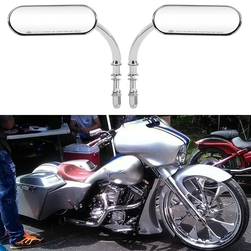 Goodfitment - Chrome Oval Shape Motorcycle Mirrors,Upgrade Rearview Motorcycle Mirrors Compatible With Harley Road King Softail