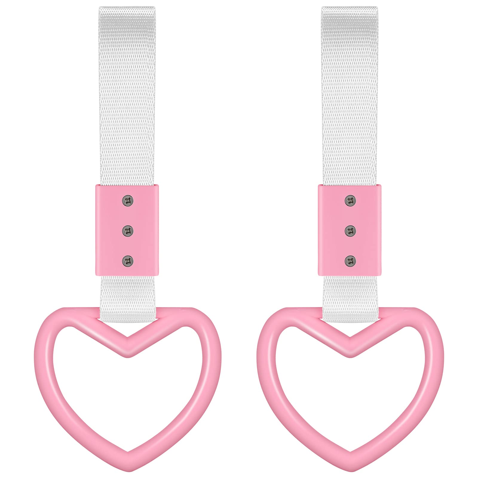 2 Pieces Rings Heart Shaped Car Handle Straps Drift Charm Rear Bumper Warning Ring Decor Subway Bus Broken Heart Handle for Car 