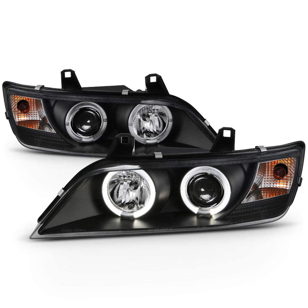 Acanii - For 1996-2002 Bmw Z3 Led Halo Black Housing Projector Headlights Headlamps Assembly, Driver & Passenger Side