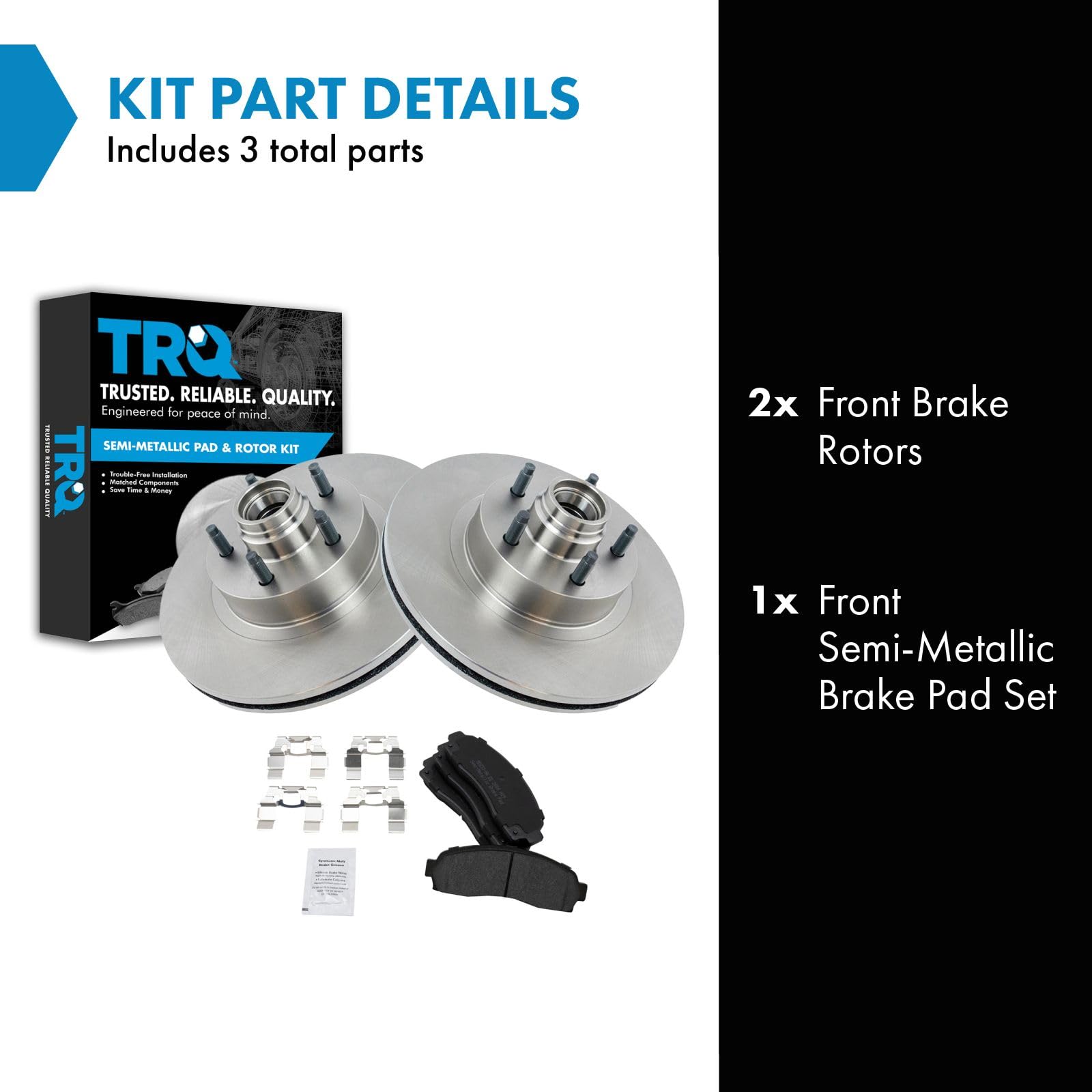 Trq Front Brake Pad & Rotor Kit Brake Pads Brake Rotor Semi-Metallic Compatible With 2001-2003 Ford Explorer Sport 2001-2005 Exp