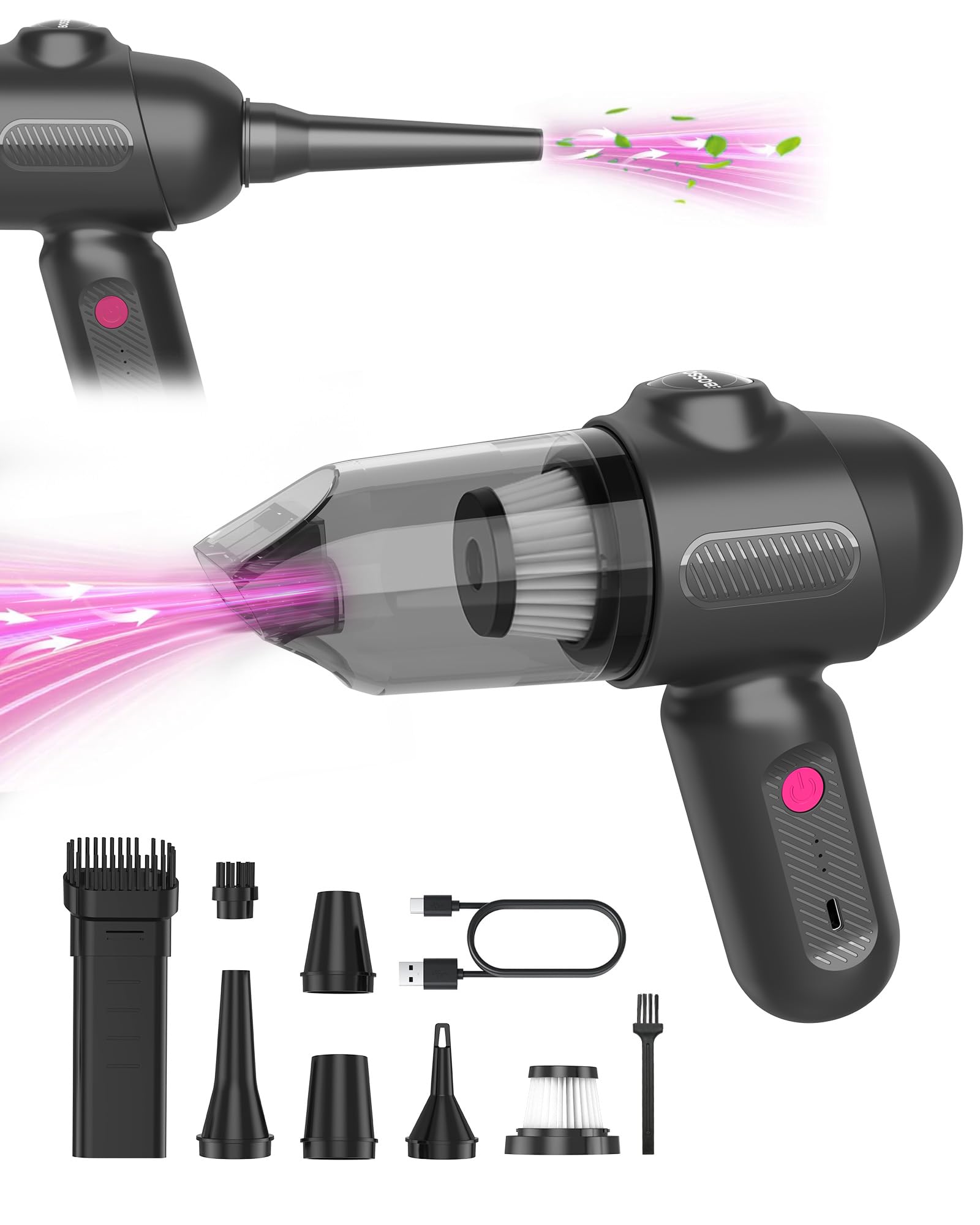 Car Vacuum V6 Pro, Cordless Handheld Vacuum with 8000Pa, Portable 4-in-1 Blowing and Suction Function Mini Vacuum Cleaner Air Du